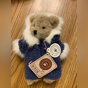 Boyds Bears Plush Inga B. Burrbruin 7" Bear With Blue Fleece Hooded Jacket